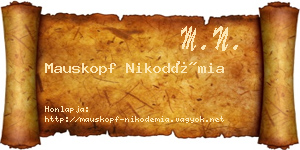 Mauskopf Nikodémia névjegykártya